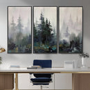 Misty Pine Forest Oil Painting Canvas — Dark Moody Teal Grey by MyGreatCanvas | Canvas Wall Art Prints | Photo Prints & Wall Decor