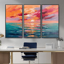 Bold Palette Knife Ocean Sunset Canvas — Orange Pink Teal by MyGreatCanvas | Canvas Wall Art Prints | Photo Prints & Wall Decor