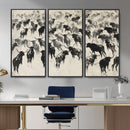 Longhorn Cattle Canvas Wall Art, Black White Stampede Ink by MyGreatCanvas | Canvas Wall Art Prints | Photo Prints & Wall Decor