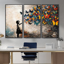 Banksy Graffiti Butterfly Girl Wall Art Canvas Print, Framed by MyGreatCanvas | Canvas Wall Art Prints | Photo Prints & Wall Decor