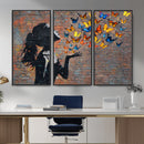 Urban Banksy Butterfly Girl Wall Art Canvas Print, Framed by MyGreatCanvas | Canvas Wall Art Prints | Photo Prints & Wall Decor
