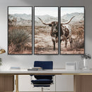 Texas Longhorn Bull Wall Art Canvas Print, Western Farmhouse