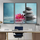 Zen Canvas Wall Art Lotus Flower Stacked Stones Teal Spa by MyGreatCanvas | Canvas Wall Art Prints | Photo Prints & Wall Decor
