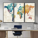 Watercolor World Map Canvas Wall Art Print – Abstract by MyGreatCanvas | Canvas Wall Art Prints | Photo Prints & Wall Decor