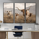 Rustic Texas Longhorn Cow Canvas Wall Art Print, Rustic Farm Animal Photography Print, Farmhouse Country Decor, Western Ranch Art