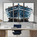 Blue Wooden Rowboat Canvas Wall Art, Coastal Nautical Boat Painting Print for Lake Beach House Decor, Minimalist Maritime Decor Artwork by MyGreatCanvas | Canvas Wall Art Prints | Photo Prints & Wall Decor