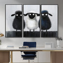 Funny Sheep Canvas Wall Art, Three Quirky Sheep Painting Print, Cute Animal Nursery Decor, Black White Navy Farmhouse Art, Kids Room Gift by MyGreatCanvas | Canvas Wall Art Prints | Photo Prints & Wall Decor