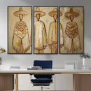 Mexican Folk Art Canvas Wall Art, Charro Poncho Sombrero Painting Print, Neutral Beige Boho Decor, Southwestern Impasto Style, Living Room Art by MyGreatCanvas | Canvas Wall Art Prints | Photo Prints & Wall Decor