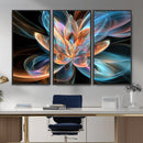 Fractal Lotus Canvas Wall Art, Blue Orange Glowing Flower Abstract Print, Modern Zen Meditation Room Decor, Ethereal Digital Art, Living Room by MyGreatCanvas | Canvas Wall Art Prints | Photo Prints & Wall Decor