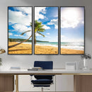 Tropical Beach Canvas Wall Art, Palm Tree Ocean Photo Print, Coastal Living Room Decor, Turquoise Sea Beach House Art, Summer Wall Art by MyGreatCanvas | Canvas Wall Art Prints | Photo Prints & Wall Decor