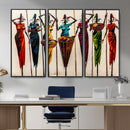 African Folk Art Canvas Wall Art, Colorful African Women Village Painting Print, Tribal Ethnic Home Decor, Vibrant African Art, Living Room