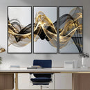 Black and Gold Abstract Wall Art, Modern Wave Canvas Print, Elegant Flowing Smoke Art, Luxury Living Room Decor by MyGreatCanvas | Canvas Wall Art Prints | Photo Prints & Wall Decor