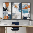 Blue Teal Abstract Canvas Wall Art, Modern Textured Painting Print, Navy Orange White Contemporary Art, Neutral Living Room Decor, Office Art by MyGreatCanvas | Canvas Wall Art Prints | Photo Prints & Wall Decor
