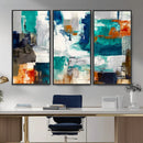 Blue Teal Abstract Canvas Wall Art, Modern Textured Painting Print, Navy Orange White Contemporary Art, Neutral Living Room Decor, Office Art by MyGreatCanvas | Canvas Wall Art Prints | Photo Prints & Wall Decor
