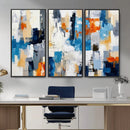 Blue Teal Abstract Canvas Wall Art, Modern Textured Painting Print, Navy Orange White Contemporary Art, Neutral Living Room Decor, Office Art by MyGreatCanvas | Canvas Wall Art Prints | Photo Prints & Wall Decor