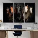 Horse Wall Art Canvas Print, Wild Horses Portrait Photography, Dramatic Equestrian Decor, Black Brown White Horse Herd, Rustic Ranch Art by MyGreatCanvas | Canvas Wall Art Prints | Photo Prints & Wall Decor