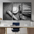 Vintage Baseball Glove and Bat Sports Wall Art Canvas,