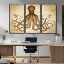 Sepia Octopus Wall Art Abstract Animal Canvas Print