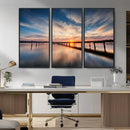Wooden Pier on Seascape and Sunset Wall Art Canvas Print by MyGreatCanvas | Canvas Wall Art Prints | Photo Prints & Wall Decor