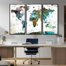 Modern Watercolor World Map Canvas Wall Art – Framed by MyGreatCanvas | Canvas Wall Art Prints | Photo Prints & Wall Decor