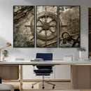Wooden Ship Wheel Canvas Print, Multi Panel Canvas Wall Art