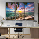 Framed Tropical Sunset Art Canvas Print
