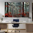 Autumn Forest Wall Art – Enchanting Red Leaves Canvas Print,