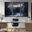 Night Landscape and Trees Wall Art Canvas Print