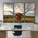 Texas Longhorn Canvas Wall Art – Majestic Triptych Animal by MyGreatCanvas | Canvas Wall Art Prints | Photo Prints & Wall Decor