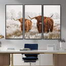 Longhorn Cattle Wall Art Canvas Print, Framed Farmhouse