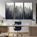 Misty Forest Canvas Wall Art – Monochrome Triptych Pine Tree by MyGreatCanvas | Canvas Wall Art Prints | Photo Prints & Wall Decor