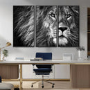 Black and White Lion Canvas Wall Art Print – Wildlife by MyGreatCanvas | Canvas Wall Art Prints | Photo Prints & Wall Decor