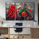 Red Chili Peppers Wall Art Kitchen Artwork Canvas Print