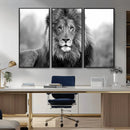 Black and White Lion Canvas Wall Art – Animal Print Artwork
