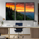 Forest Landscape Wall Art Sunset Canvas, Forest Sunset