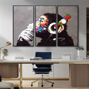 Dj Monkey Listening to Music Wall Art Print | Banksy Monkey by MyGreatCanvas | Canvas Wall Art Prints | Photo Prints & Wall Decor