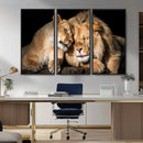 Lion and Lioness Wall Art Canvas Print – Framed African