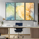 Green and Yellow Marble Fluid Effect Wall Art, Green and