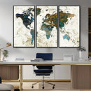 Vintage World Map Wall Art Canvas Print, Framed Rustic Earth by MyGreatCanvas | Canvas Wall Art Prints | Photo Prints & Wall Decor