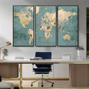 Classic World Map Canvas Print – Framed Vintage Map Wall