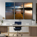 Serene Lake Pier at Sunset Canvas Print | Landscape Canvas