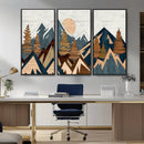 Abstract Wood Panel Effect Mountain Range Top Wall Art