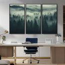 Misty Forest Wall Art Premium Canvas Print a Foggy and
