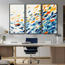 Abstract Fish Shoal Wall Art Canvas Print, Colorful Fish