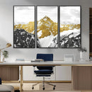 Gold Abstract Mountains Wall Art Print on Canvas, Nature