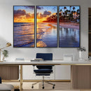 Serene Beach Sunset Wall Art Canvas- Coastal Seascape Print