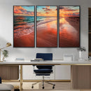 Sunset Beach Wall Art | Ocean Canvas Print | Coastal Wall