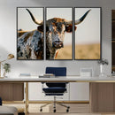 Texas Bull Longhorn Wall Art Canvas Print for Farm House