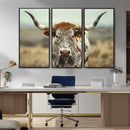 Texas Cow Longhorn Wall Art Canvas Print for Farm House Wall