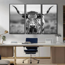Texas Cow Longhorn Wall Art Canvas Print for Farm House Wall